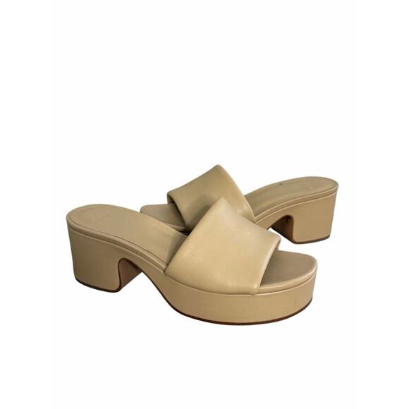 Vince Leather Slide Sandal Size 7US Chunky Block Heel - Picture 3 of 9